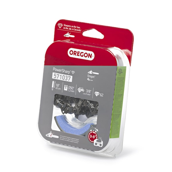 Chainsaw Chain and Sharpening Stone, Powersharp Replacement for CS1500 18 in. Chainsaw